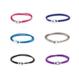 6 Colour Fabric Cord Heart Buckle 925 Sterling SilverJewelry Bangles For Woman Jewellery Making Bracelet & Bangle