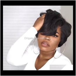 short weaves for black hair UK - Synthetic Products Drop Delivery 2021 Zhifan Hairstyles Curly Weaves Short Hair For Americans Black Women Wigs Afros Vmkqc