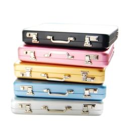 100pc Fashion Password Box Shape Aluminium Credit Card Box Mini Suitcase Business Card Holder Bank Card Multifunction Storage Box