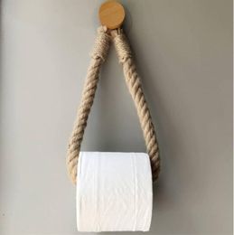 Toilet Paper Holders Nail-free Rope Holder Bathroom Towel Rack Wall-mounted Cotton Organizer Household Kitchen Storage Accessories