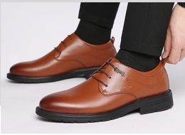 Orange Yellow Black Cowhide Men Dress Shoes Work Wear Style Round Toe Soft-Sole Fashion Business Oxfords Homme