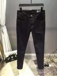 2023SS Mens Jeans Famous Brand Bags Washed Designer Slim-leg Jean Plaid Slim Light Weight Stretch Denim Skinny Dyeing Black Blue Cotton Pants Size 29-40