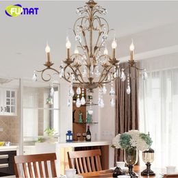 Chandeliers FUMAT K9 Crystal European Retro Artistic Candles Suspension Lightings Living Room Bedroom Art Deco Hanging Lampe