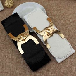 FOR 2020 New Fashion Korean Style Buckle Elastic Wide Belt Wide Cummerbund Strap Belt Waist Female Women Accessories G220301