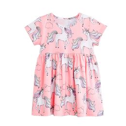 Jumping meters Animals Girls Dresses With Unicorns Print Selling Fashion Baby Cotton Party Wedding Kids Clothes 210529