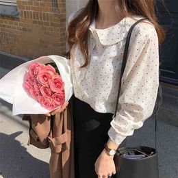 dot spring Vintage Shirt female Oversize Tops Women Long sleeve Girls Blouse Plus Size Autumn Blouses femme Blusas 210423