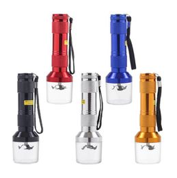 Smoking Colourful Aluminium Electric Flashlight Shape Herb Tobacco Grind Spice Miller Grinder Crusher Grinding Chopped Hand Muller Handheld Cigarette Holder DHL