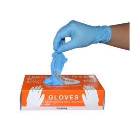 Powder-free Disposable Latex Gloves Blue Food Processing Waterproof Acidproof Disposable Latex Gloves 50 pairs