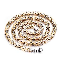 Gold Tone Byzantine Stainless Steel Necklace Boys Mens Chain Link Fashion jewelry