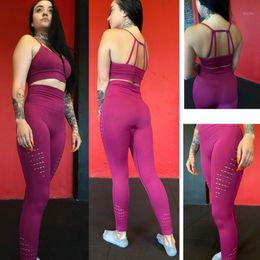 Plus XL Fitness Two Piece Set Tracksuit Push Up Strappy Sports Bra And Leggings 2 Pcs Suits Portswear Matching Women Yoga Outfit