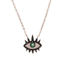 luxury cute Jewellery rose gold Colour black cz paved turkish evil eyes pendent Necklace charm nice cool party chic Jewellery