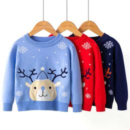 Christmas Sweater Autumn Winter Baby Boys Girls Knit Clothes Snowflake Deer Pullover Kids Children's Coat 210429