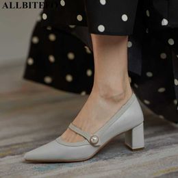 ALLBITEFO size 34-43 natural genuine leather women heels shoes fashion sexy high heels women high heel shoes Talons hauts femme 210611