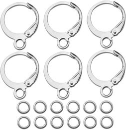 50pcs hooks +100pcs jump rings Stainless Steel French Wire Settings Base Hoops For DIY Earring Jewellery Making Findings