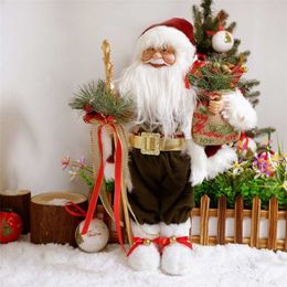 Christmas Santa Claus Beard Plush Dolls Standing Toy Decoration Gift for Kids Holiday Year Navidad Home Ornaments Decor 211019