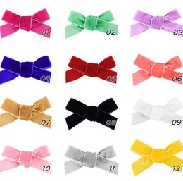 3 Inch Baby Velvet Hair Bows Solid Knot Hair Clips Boutique Mini Hairpins Handmade Barrettes Headwear Hair Accessories BT6452