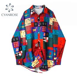 Plaid Irregular Spliced Cardigan Blouses Women Long Sleeve Oversized Baggy Shirts For Ladies Lapel Vintage Streetwear Blusas Top 210515