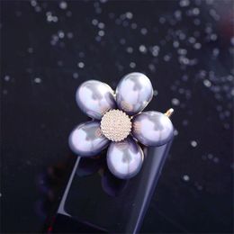 Pins, Brooches OKILY Cute Alloy Pearl Flower Lapel Pin For Women Hat Shirt Clothes Collar Pins Mini Sunflower Accessories Jewellery