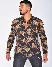 bohemian Men's Digital Printed Shirt top blouse Cardigan Casual Lapel Long Sleeve camicetta Shirts Plus size xxxl chemisier