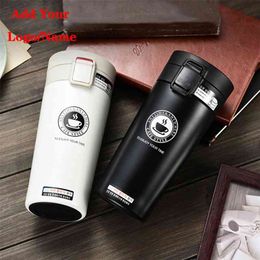 Free Custom Name Double Wall Stainless Steel Vacuum Flasks Thermo Cup Coffee Tea Milk Travel Mug Car Thermol Bottle Gifts 210809