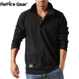 Refire Gear Cotton Casual T-shirts Men Spring Loose Long Sleeved Tactical Shirts Military Big Size Business Leisure Underwear 210408