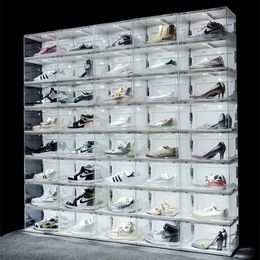 Yeni Ses Kontrolü LED Işık şeffaf Ayakkabı Kutusu Sneakers Depolama Anti-oksidasyon Organizatör Ayakkabı Duvar Koleksiyonu Vitrin