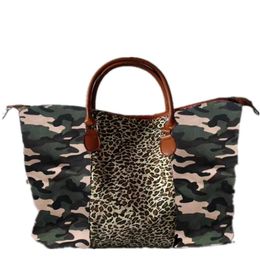 2021 Leopard Handbag Camouflage Printing Bags Large Capacity Travel Tote with PU Handle Sports Outdoor Yoga Totes Storage Maternity Bags