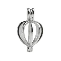 Simple Cage Love Wish 925 Sterling Silver Gift Locket Pendant for Pearl and Gems 5 Pieces