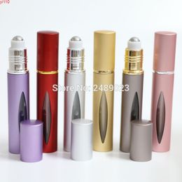 10ml New Glass Steel Roll Balls Bottle With Roller For Portable Cosmetics Perfume Refillable Bottles 24pcsgoods
