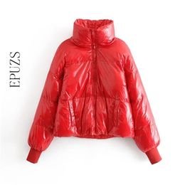 fashion winter jacket women warm red black thick parka female Parkas Streetwear zipper long sleeve coat 210521