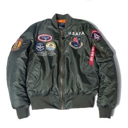 -2020 A / W USAFA старинные пилотные пилотные бомбардировщики куртка США ВВС ВВС Верховный пистолет мужской одежды Бренды зимней армии USN MA1 USMC вышивка X0710