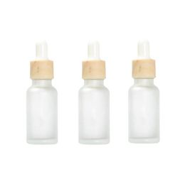 2021 NEW 15ml 30ml 50ml Frosted White Glass Dropper Bottle with Bamboo Cap Empty Refillable Bottle Vial Cosmetic Container Jar876