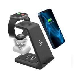 3 in 1 Wireless Cellphone Charger Stand 10W Fast Charging Wireless Charger For iPhone Watch Airpods