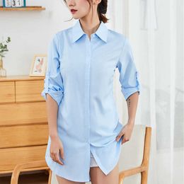 Cotton Shirt White Long Sleeve Woman Pink Blouse Tops Office Lady oversize Blouses 210604