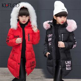 Girls' down and cotton padded jacket top coat style girls' long Outerwear warm Children Clothing 4-12 years 211204
