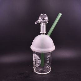 Mini Beaker Bong cup Bubbler Water Bongs Thick Glass Water Pipes Oil Rigs Hookah With domeless nail and 14mm glass oil burner pipe