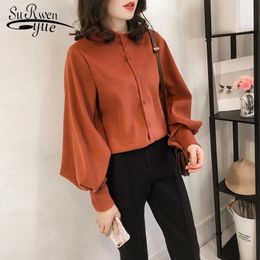 Spring Solid Color Stand Collar Simple Elegant Women Blouse Loose and Plus-size 4XL Long Sleeve Fashion Shirts 8931 50 210427