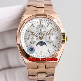 5 Style Top Quality Watches 4300V/120R-B064 Overseas Ultra-Thin Perpetual Calendar Cal.1120 Automatic Mens Watch Silver Dial Rose Gold Bracelet Gents Wristwatches