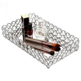 50pcs Table Storage Boxes 35*20*6cm Crystal Makeup Organiser Mirrored Crystal-Vanity Tray Decorative for Perfum Jewellery Make-up Bathroom Organisers Gold/Silver