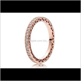 Band Rings Drop Delivery 2021 Rose Gold Plated & 925 Sterling Sier Hearts Of European Pandora Style Jewellery Charm Ring Gift Kugs7