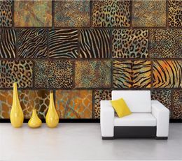wellyu Custom large retro animal fur leopard texture restaurant bar background wallpaper 3D mural Papel de parede