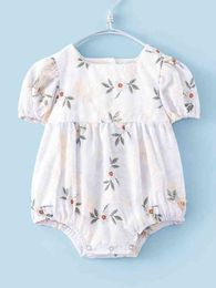 Baby Embroidery Floral Puff Sleeve Bodysuit SHE