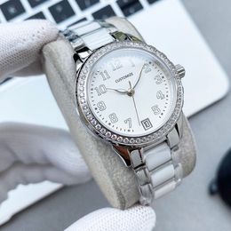 Fashion Brand Automatic Mechanical Ceramic Watches Women Stainlesss Steel Geometric Number Date Watch Girl Diamond Clock 33mm
