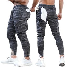 Sport Men Pants Cotton Zipper Multiple Pockets Casual Cargo Sweatpants Jogger Fitness Workout Tactical Pants Camouflage Trousers