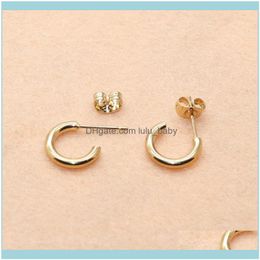 Stud Jewelrystud Titanium 316L Stainless Steel Ip Planting Earrings C Shape 10Mm Gold Vacuum Plating No Fade Allergy Fashion Jewelry1 Drop D