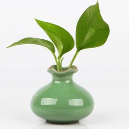 Vases Chinese Mini Creative Celadon Ceramic Flower Vase Home Decoration Modern Plant Holder Hydroponics Device Room Decor