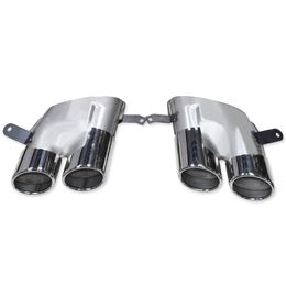 2 PCS Silver Muffler Tailtip Pipe For Audi A6 A7 Upgrade S6 S7 2016-2018 Stainless Steel Car Exhaust Tips