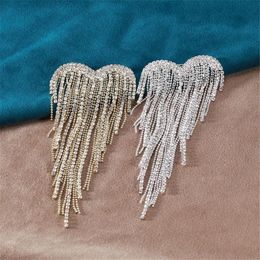 Pins, Brooches Heart Tassels For Women 2021 2-color Rhinestone Weddings Party Office Brooch Pins Gifts
