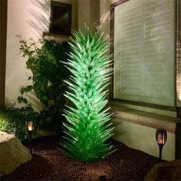 Murano Glass Floor Lamps Garden Art Decoration Green Color Hand Blown Flower Trees Sculpture for Villa Home Hotel 24 by 72 Inches