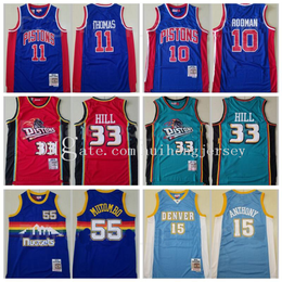 Top Quality Mitchell and Ness Basketball Isiah Thomas Jersey 11 Dennis Rodman 33 Dikembe Mutombo 10 Grant Hill 55 Carmelo Anthony 15 VintageBasketball Jerseys